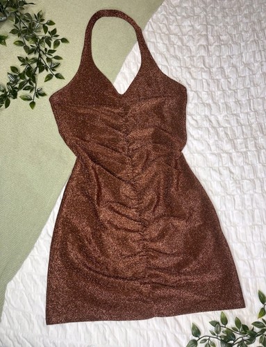 Brown sparkly halter - brown,