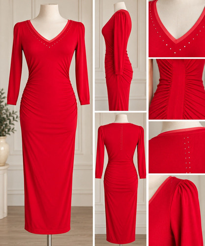 Coast red ruched bodycon - ruched,