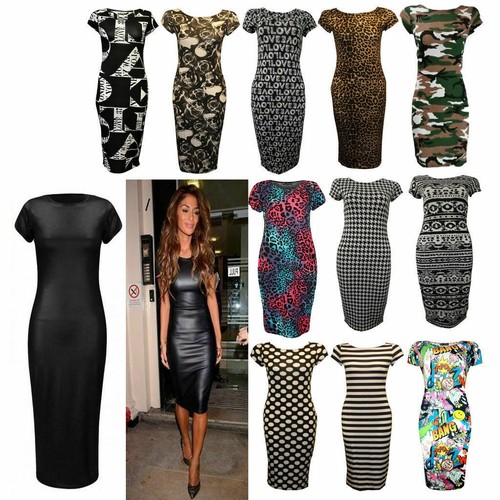 Ladies cap sleeve midi bodycon - ladies,