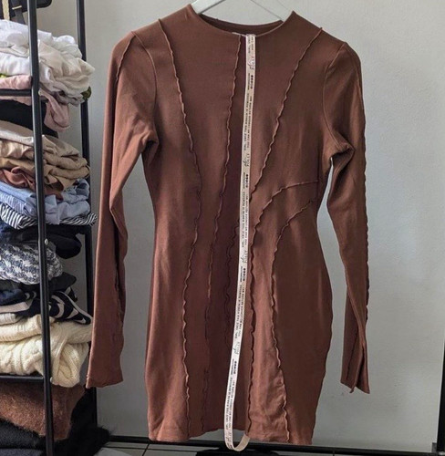 Polly brown bodycon crew - brown,