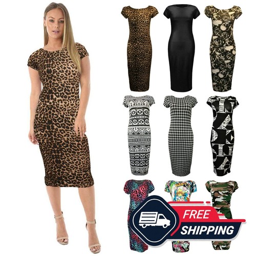Womens cap sleeve midi dress - womens,