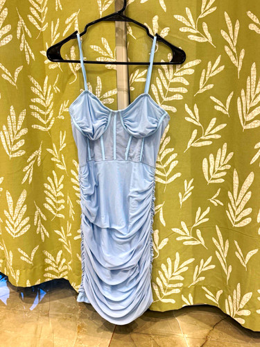 Shein blue ruched mesh - shein,
