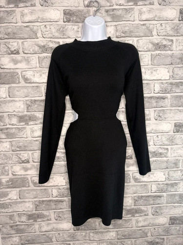 Black side cutout bodycon long - black,