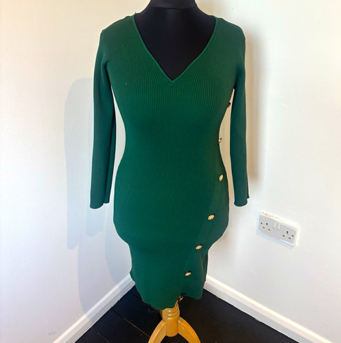 Green ribbed knit - ribbed, bodycon