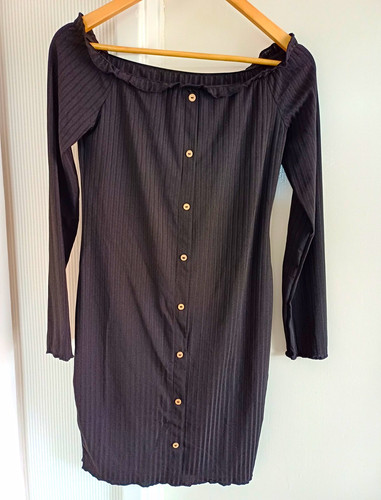 Women black ribbed off - ribbed,