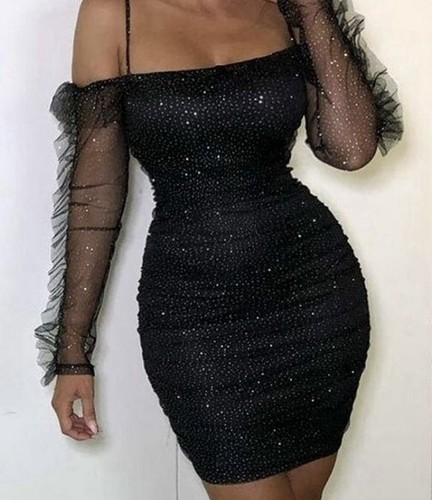 Black glitter polka dot - black, mesh