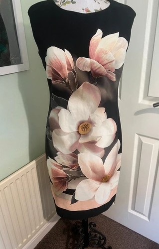 Roman black pink - black, floral