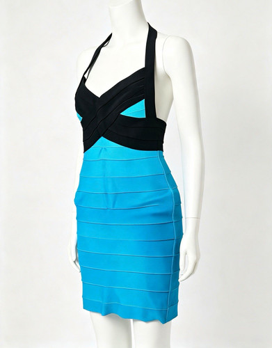 Women blue black halter - blue/black,
