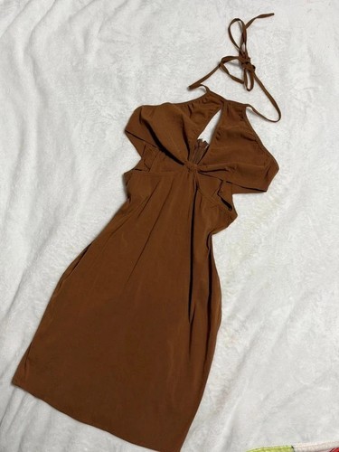 Shein brown halter neck cut - neck,