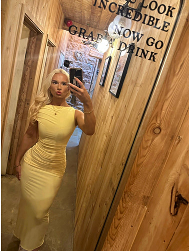 Ego yellow ruched off shoulder - ego,