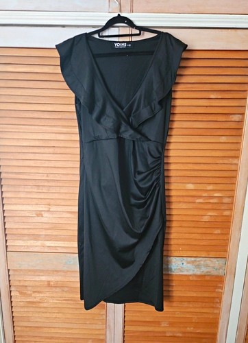 Yoins black neck dress - black, v-neck
