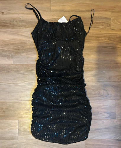 Quiz black sequin ruched - quiz,