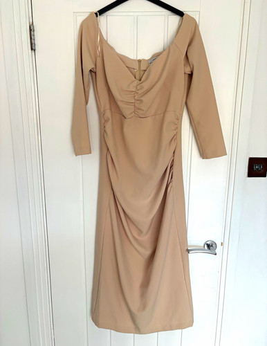 Reserved beige ruched bodycon - beige,