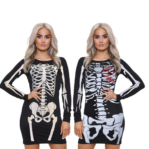 Women black skeleton red - black, &