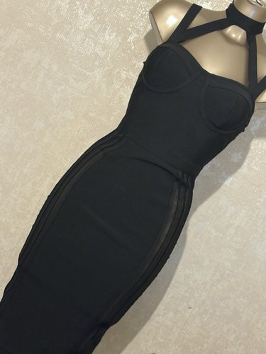 Black cage neck - cage, midi