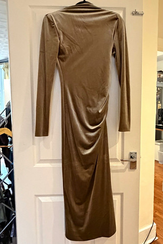 Zara beige ruched neck long - beige,