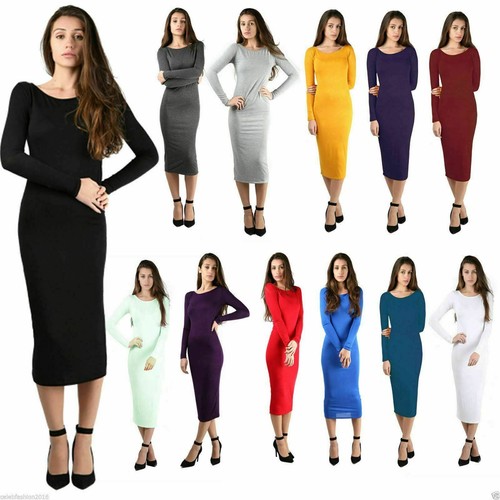 Women long sleeve midi - midi, dress