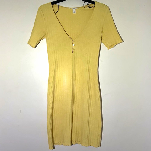 Yellow ribbed knit v neck - h&m,