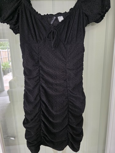 Black ruched bodycon - black,