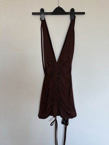 Shein brown ruched deep - deep, v