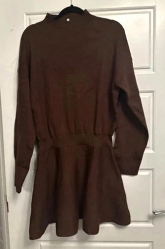 Womens brown knit - knit, neck